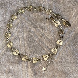 gold heart lock and key bracelet